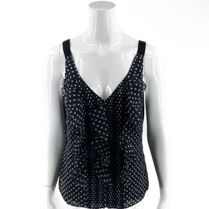 White house black market floral print ruffle front sleeveless blouse NWOT medium